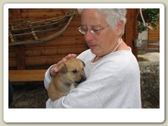 Kirsten with a husky pup