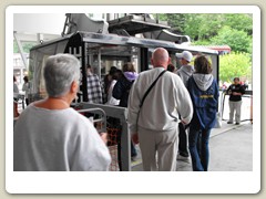 Kirsten and John getting on the Roberts Tramway