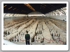 Terracotta soldiers still in place under protective roof