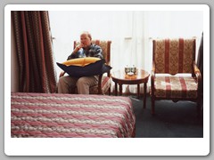 Arrival at hotel - John getting extra oxygen from airbag