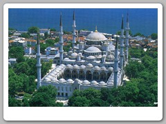 Blue Mosque built in 1610.  Only mosque with 6 minarets