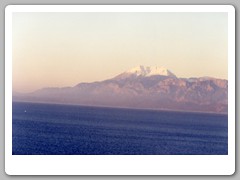 Looking at the mountain across the Aegean Sea